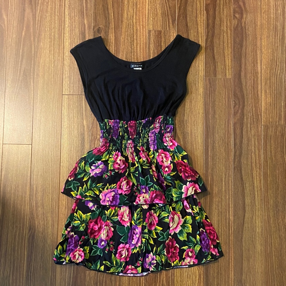 Floral Black and Pink Dress